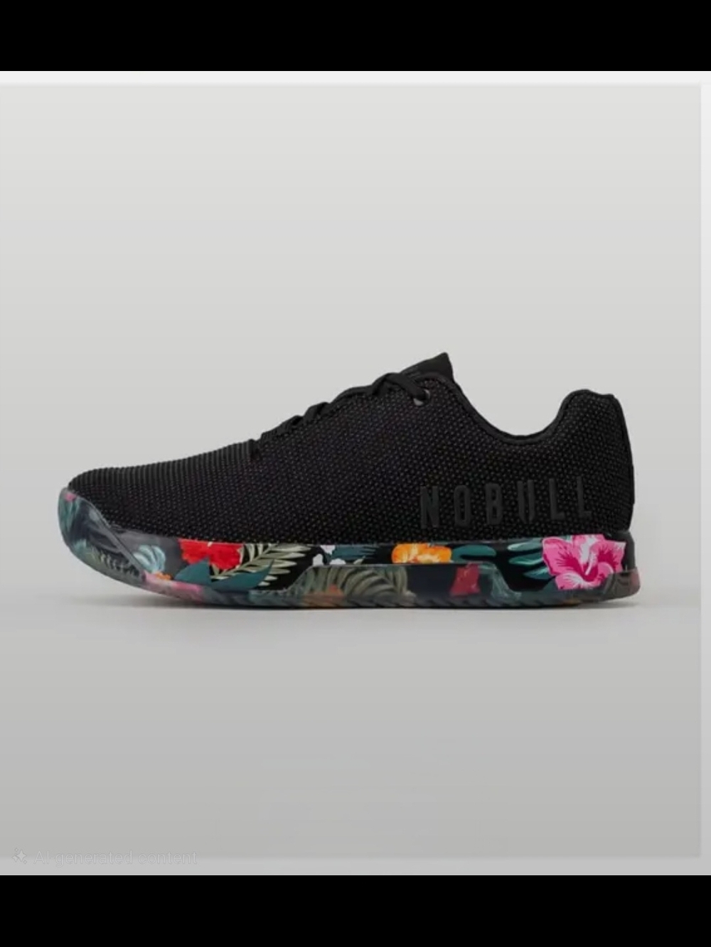 NIB NOBULL Women's SF Trainer+ Low - Black & Tropical Floral Sole 8